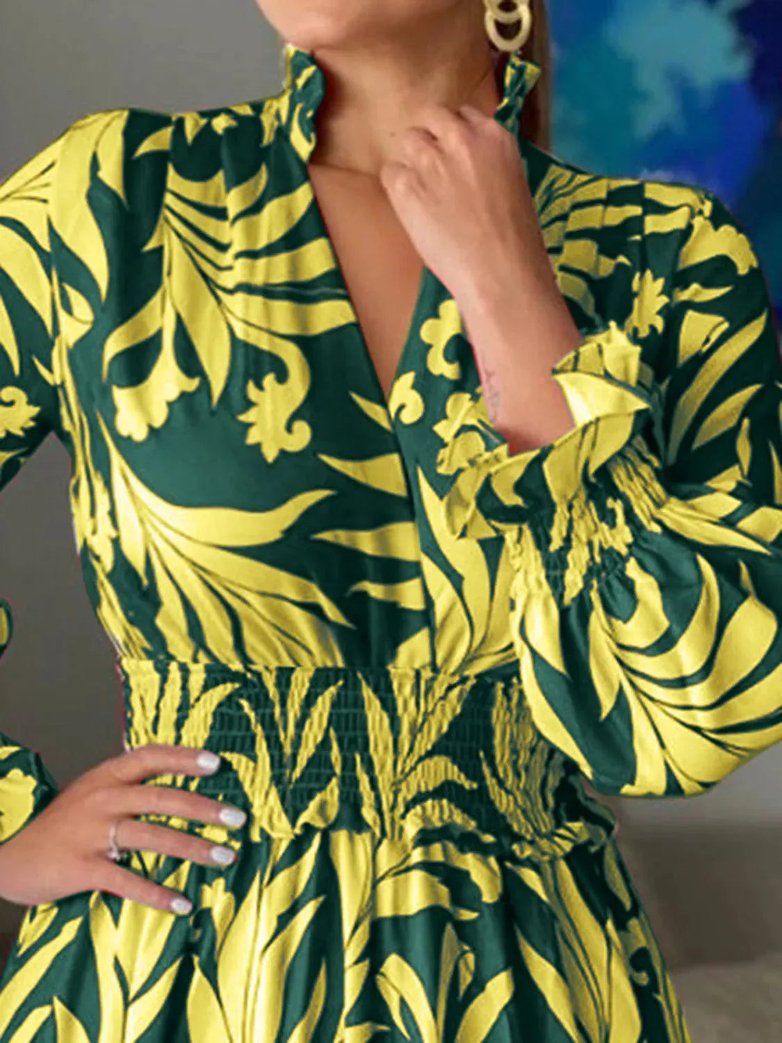 Printed Flounce Sleeve Maxi Dress Casual Dresses - Tophatter Daily Deals